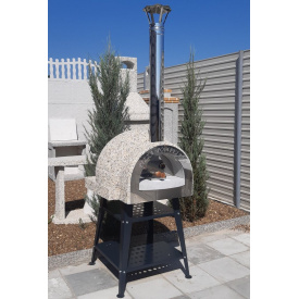 Помпейская печь для пицы с тумбой из металла Кремовый мармур