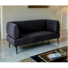 Диван с подлокотниками Tobi Sho Бенно-1 офисный с конусной ногой 1500х720х750 велюр Emilia 97 GRAPHITE Курень