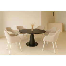 Комплект стульев обеденных Терра М-220 (6 шт.) с подлокотниками, мохер Макадамия/капучино, для кухни, столовой, 830×550×580 мм