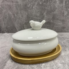 Цукорниця порцелянова 250 мл на бамбуковій підставці "Пташка" Bona Di 375-381 Миколаїв