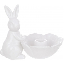 Интерьерный подсвечник Bona Rabbit with Flower 16x12x13 см White (DP261659)