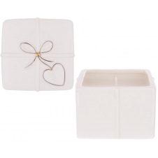 Интерьерный подсвечник Bona Heart Golden Bow 8x8 см Белый (DP261637)