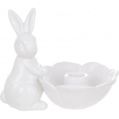 Интерьерный подсвечник Bona Rabbit with Flower 16x12x13 см White (DP261659) Киев