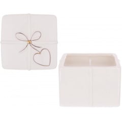 Интерьерный подсвечник Bona Heart Golden Bow 8x8 см Белый (DP261637) Умань