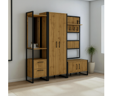 Передпокій у коридор Tobi Sho Остін ПЛ/1 у стилі Лофт із дзеркалом, 1780x350x1900 мм Фаєрвуд