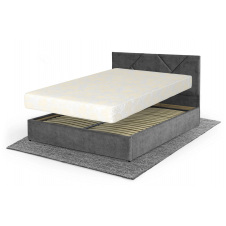 Ліжко з матрацом Цинія (160 × 200 см, Pocket Spring, велюр, без підйомного механізму, темно-сірий) IMI