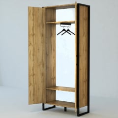 Прихожая в коридор Tobi Sho Остин ПЛ/1 в стиле Лофт с зеркалом, 2180x350x1900 мм Дуб аппалачи Броды