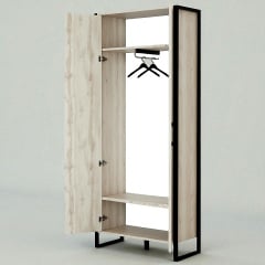 Прихожая в коридор Tobi Sho Остин ПЛ/1 в стиле Лофт с зеркалом, 2180x350x1900 мм Дуб крафт белый Черкассы