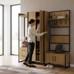 Прихожая в коридор Tobi Sho Остин ПЛ/1 в стиле Лофт с зеркалом, 1780x350x1900 мм Дуб аппалачи Луцк