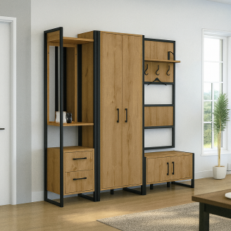 Передпокій у коридор Tobi Sho Остін ПЛ/1 в стилі Лофт із дзеркалом, 1780x350x1900 мм Дуб аппалачі