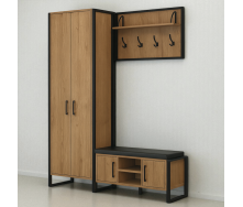 Комплект у передпокої Tobi Sho Рейден ПЛ/5 в стилі Лофт без дзеркала, 1520x350x1900 мм Дуб аппалачі