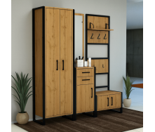 Передпокій модульний Tobi Sho Альто ПЛ/4 в стилі Лофт із дзеркалом, 2180x350x1900 мм Дуб аппалачі