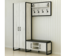 Комплект у передпокій Tobi Sho Рейден ПЛ/5 в стилі Лофт без дзеркала, 1720x350x1900 мм Дуб крафт білий