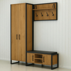 Комплект в прихожую Tobi Sho Рейден ПЛ/5 в стиле Лофт без зеркала, 1720x350x1900 мм Файервуд