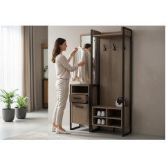 Прихожая в коридор Tobi Sho Бракстон ПЛ/6 в стиле Лофт с зеркалом, 1120x350x1900 мм Хортица Николаев