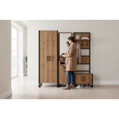 Прихожая модульная Tobi Sho Альто ПЛ/4 в стиле Лофт с зеркалом, 1780x350x1900 мм Дуб аппалачи Одесса