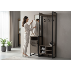 Прихожая в коридор Tobi Sho Бракстон ПЛ/6 в стиле Лофт с зеркалом, 1320x350x1900 мм Хортица Кропивницкий
