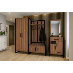 Прихожая в коридор Tobi Sho Бронкс ПЛ/2 в стиле Лофт с зеркалом, 1980x350x1900 мм Файервуд Белгород-Днестровский