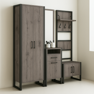 Передпокій модульний Tobi Sho Альто ПЛ/4 в стилі Лофт із дзеркалом, 1780x350x1900 мм Хортиця