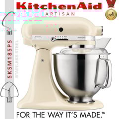 Миксер планетарный настольный KitchenAid Artisan 5KSM185PSEAC чаша 4.8л, с двумя чашами, кремовый Косів