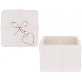 Интерьерный подсвечник Bona Heart Golden Bow 8x8 см Белый (DP261637)