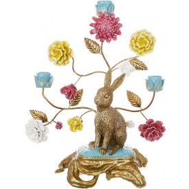 Интерьерный подсвечник Bona Hare with flowers 30x37 см Разноцветный (DP261628)