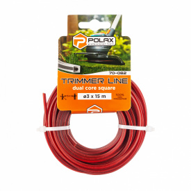 Жилка для триммера Polax Квадрат с кордом 3 мм 15 м Красный (70-082)