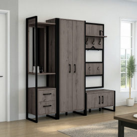 Прихожая в коридор Tobi Sho Остин ПЛ/1 в стиле Лофт с зеркалом, 2180x350x1900 мм Хортица