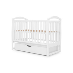 Ліжечко для немовлят Ластівка (70 × 127 см, з маятником, з шухлядою, білий) Золотоноша