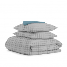 Євро постіль з простирадлом на гумці GREY GEOMETRY CS3 COSAS сірий 200х220 см