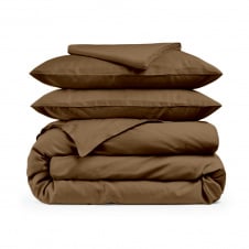 Двоспальна постільна білизна сатин MOUSSE Cosas Коричневий 180х220 см