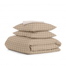 Евро постель с простыней на резинке BEIGE GEOMETRY CS7 COSAS Бежевый 200х220 см