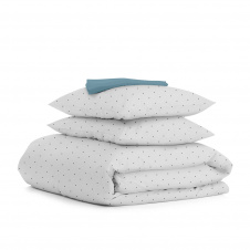 Семейная постель с простыней на резинке MINI DOTS CS8 COSAS серый 2х160х220 см