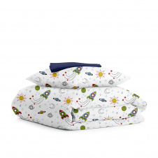 Дитячий комплект COSAS ROCKETS CS1 Ранфорс 110х140 см Зелений