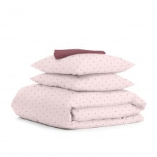 Полуторна постіль з простирадлом на гумці Mini Dots CS24 COSAS рожевий 160х220 см