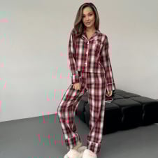 Піжама жіноча COSAS Scottish L-XL Різнокольоровий (188Scottish_red_white_ML)