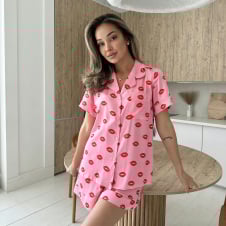 Піжама жіноча COSAS Heartbeat M Рожевий (Heartbeat_pinklips_M)