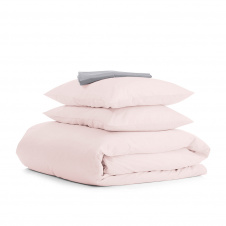 Євро постіль з простирадлом на гумці SAKURA CS4 COSAS рожевий 200х220 см