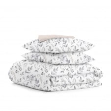 Двоспальна постіль з простирадлом на гумці STEPPE FLOWERS CS2 COSAS сірий 180х220 см