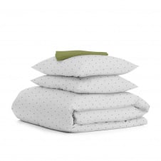 Семейная постель с простыней на резинке MINI DOTS CS9 COSAS серый 2х160х220 см