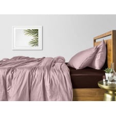 Евро постельное белье сатин Beige CS8 COSAS Шоколад 200х220 см