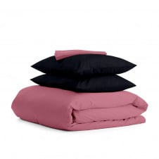 Півтораспальний комплект COSAS ROSE SATIN CS5 Сатин 160х220 см Чорний/Пудровий