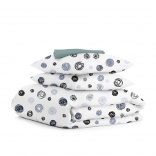 Сімейна постіль з простирадлом на гумці Yarn Balls CS6 COSAS сірий 2х160х220 см