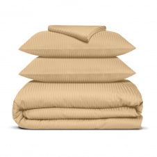 Євро постіль сатин з простирадлом на гумці HONEY Cosas Золотистий 200х220 см