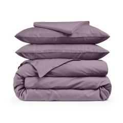 Двуспальная постель сатин с простыней на резинке AURORA CS2 Cosas Баклажан 180х220 см Владимир-Волынский