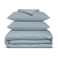 Двуспальная постель сатин с простыней на резинке CASHMERE Cosas Сизый 180х220 см Новомосковск