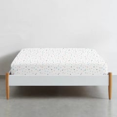 Двоспальна постіль з простирадлом на гумці BEIGE GEOMETRY CS16 COSAS Бежевий 180х220 см Жмеринка