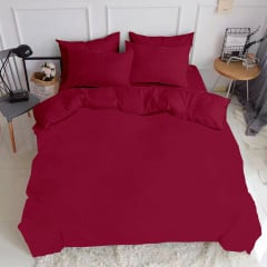 Полуторна постіль з простирадлом на гумці Ruby CS2 COSAS Бордовий 160х220 см Токмак