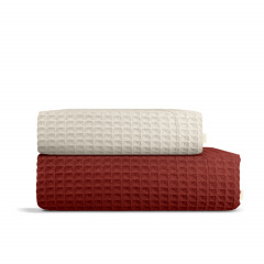 Вафельные полотенца COSAS Ruby Greek Waffle CS1 2 шт Бежевый/красный Балаклея