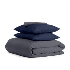 Полутораспальный комплект COSAS GREY SATIN CS8 160х220 см Синий/Серый Киев